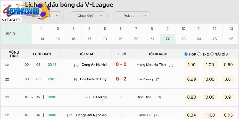 Lịch thi đấu VLeague